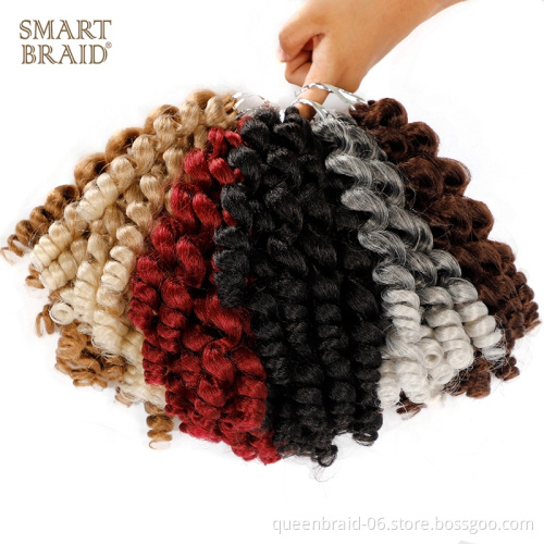 Wand Curl Crochet Hair Extensions Ombre Braiding Twist Hair Synthetic Jumpy Wand Curly Twist Braids Hair 8 Inch 20 strands